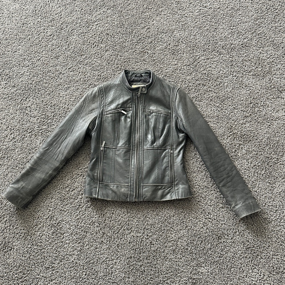 Grey Leather Jacket